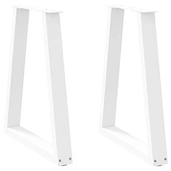 vidaXL Pieds de table basse forme de V 2 pcs blanc 50x(72-73) cm acier