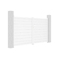 Acheter Vente-Unique Portail battant aluminium plein L305 x H166 cm blanc - NAZARIO