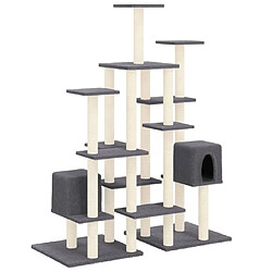 vidaXL Arbre à chat avec griffoirs en sisal Gris foncé 145 cm