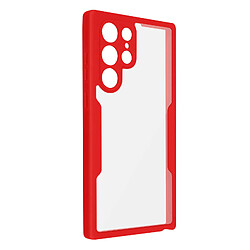 Avizar Coque 360° pour Samsung S23 Ultra Dos Rigide Protection Écran Souple Bord rouge