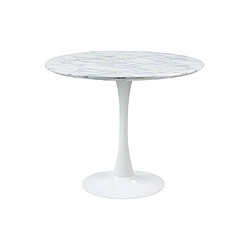 Acheter Vente-Unique Table à manger ronde MANAGA - 4 personnes - MDF Blanc Effet Marbre