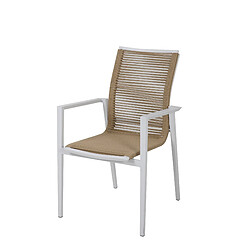 Avis AXI Zora Salon de Jardin avec Table et 4 chaises en BLANC / marron | Table et Chaises de Jardin/Table de Jardin, Aspect bois en Aluminium / PSPC | Table à manger d'extérieur / jardin