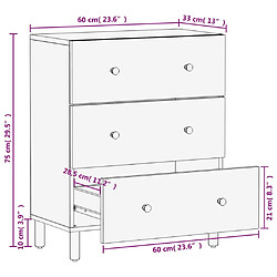 vidaXL Armoire latérale noir 60x33x75 cm bois massif de manguier pas cher