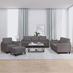 vidaXL Ensemble de canapés 4 pcs avec coussins Gris Similicuir