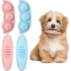 Lot de 4 jouets à mâcher pour chien et chiot Jouets de dentition pour chiot Jouets de brosse à dents souples pour chien Bâtons de brossage