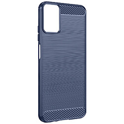 Avizar Coque pour Motorola Moto G34 5G Flexible Effet Carbone et Brossé Bleu