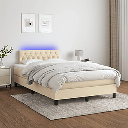 Maison Chic Lit adulte- Lit + matelas,Sommier à lattes de lit avec matelas LED Crème 120x200 cm Tissu -GKD36316