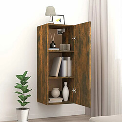 Avis Maison Chic Armoire murale,Meuble de Rangement,Armoire Suspendue Chêne fumé 34,5x34x90 cm Bois d'ingénierie -MN29950