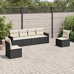 Maison Chic Ensemble Tables et chaises d'extérieur 6pcs avec coussins,Salon de jardin noir résine tressée -GKD138404