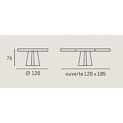 Inside 75 Table repas extensible DELIA 10 couverts 120/185x120cm pied métal noir plateau céramique blanc