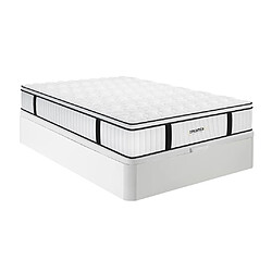 Vente-Unique Ensemble 140 x 190 cm sommier coffre blanc + matelas anti-feu ressorts ensachés et surmatelas intégré ép.28cm - DELICE de DREAMEA HOTEL