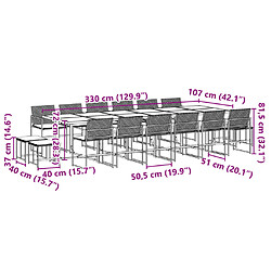 vidaXL Ensemble à manger de jardin 17 pcs coussins noir résine tressée pas cher