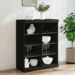 Maison Chic Commode Buffet - Meuble de rangement avec lumières LED noir 81x37x100 cm -GKD98029