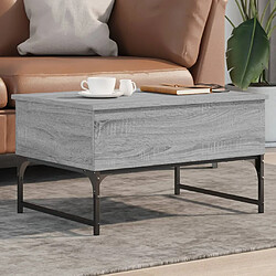 ComfortXL Table Basse Sonoma Gris 70x50x40 Cm Bois D'ingénierie Et Métal