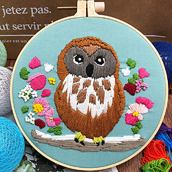 Kit De Démarrage à Motif Point De Croix Broderie Tissu Tissu Outils 15cm Hibou