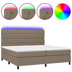 vidaXL Sommier à lattes de lit et matelas et LED Taupe 200x200cm Tissu