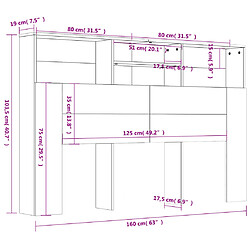 vidaXL Armoire de tête de lit Blanc 160x19x103,5 cm pas cher