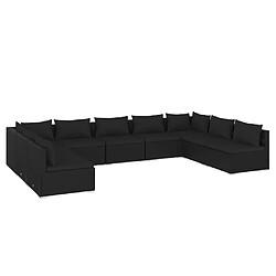 vidaXL Salon de jardin 9 pcs avec coussins Résine tressée Noir