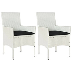 vidaXL Chaises de jardin avec coussins lot de 2 blanc résine tressée