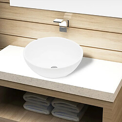 vidaXL Lavabo de salle de bain Céramique Rond Blanc