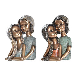 Figurine Décorative DKD Home Decor Rouge Doré Turquoise Résine Enfants Moderne (19 x 15 x 28 cm) (2 Unités)