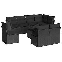 Maison Chic Salon de jardin 9 pcs avec coussins | Ensemble de Table et chaises | Mobilier d'Extérieur noir résine tressée -GKD32639