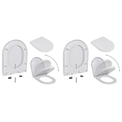 Helloshop26 Lot de deux abattant WC avec frein de chute fermeture en douceur plastique blanc 02_0002958