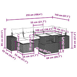 Acheter vidaXL Salon de jardin 7 pcs avec coussins noir résine tressée