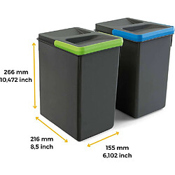 Avis Emuca Bacs de tri pour tiroir de cuisine Recycle 2 bacs de 7 litres.