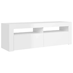 Avis Maison Chic Meubles TV avec lumières LED - Banc TV pour salon blanc brillant 120x35x40 cm -MN22698