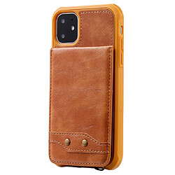 Wewoo Coque Pour iPhone 11 Vertical Flip Wallet Couverture arrière antichoc Étui de protection avec support et fentes cartes et lanière et cadres photo Marron