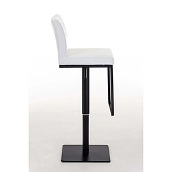 Avis Decoshop26 Tabouret de bar x1 avec repose-pieds plaque de base carrée en métal noir assise en PVC blanc 10_0005301