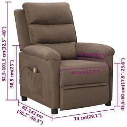 vidaXL Fauteuil de massage Taupe Tissu pas cher