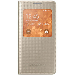 Etui Coque S-View Gold avec texture point Samsung Galaxy Alpha fenêtre de visualisation EF-CG850BFE