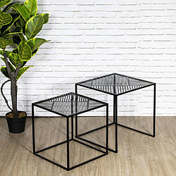 The Home Deco Factory 2 Tables d'appoint design industriel en métal Riga - Noir