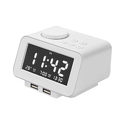 Multifonctionnel Réveil Numérique USB Hôtel Radio Horloge EU Blanc