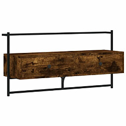 Maison Chic Meuble TV scandinave mural Banc TV suspendu pour salon - chêne fumé 100,5x30x51 cm bois d'ingénierie -MN15517