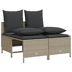 vidaXL Salon de jardin 4 pcs avec coussins gris clair résine tressée