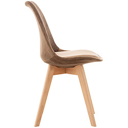 Avis Decoshop26 Chaise de salle à manger x1 design scandinave en velours marron et pieds en bois clair 10_0002281