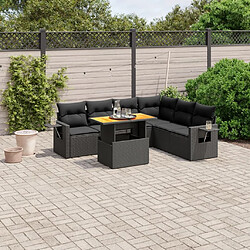 Maison Chic Ensemble Tables et chaises d'extérieur 7pcs avec coussins,Salon de jardin noir résine tressée -GKD151423