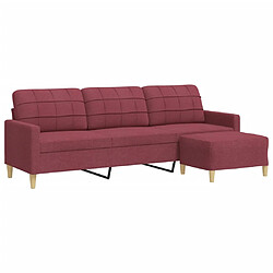 vidaXL Canapé à 3 places avec repose-pieds Rouge bordeaux 210 cm Tissu