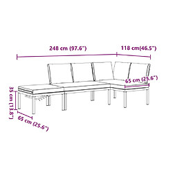 Acheter vidaXL Salon de jardin 3 pcs avec coussins noir aluminium