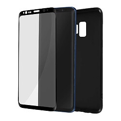 Avizar Coque Samsung Galaxy S9 Souple Noir et Verre Trempé 9H Contour Noir