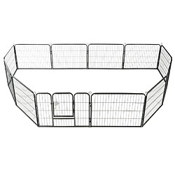 vidaXL Parc pour chiens 12 panneaux Acier 80 x 60 cm Noir