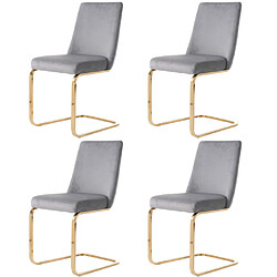 ComfortXL Lot de 4 Chaises de Salle à Manger en Velours avec Pieds en Métal Doré 