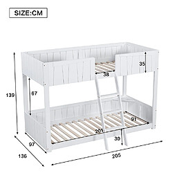 Avis KOMHTOM Lit superposé 90x200 cm, avec échelle à trois marches, étagères ouvertes, barrière de sécurité, blanc