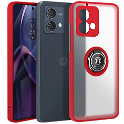 Avizar Coque pour Motorola Moto G84 Bague Métallique Support Vidéo Rouge