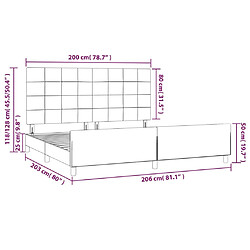 vidaXL Cadre de lit sans matelas taupe 200x200 cm tissu pas cher