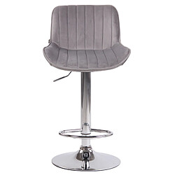 Decoshop26 Tabouret de bar chaise haute x1 en velours gris coutures verticales support en métal chromé 10_0005107