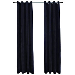 vidaXL Rideaux occultants avec anneaux 2 pcs Velours Noir 140x225 cm